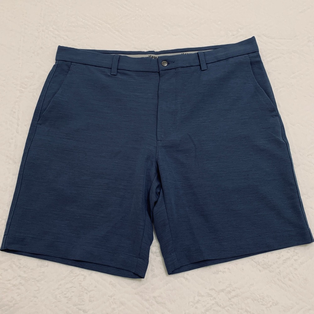 Callaway Golf Shorts Men 38 Blue Heathered Stretch Flat Front Performance 9-inch